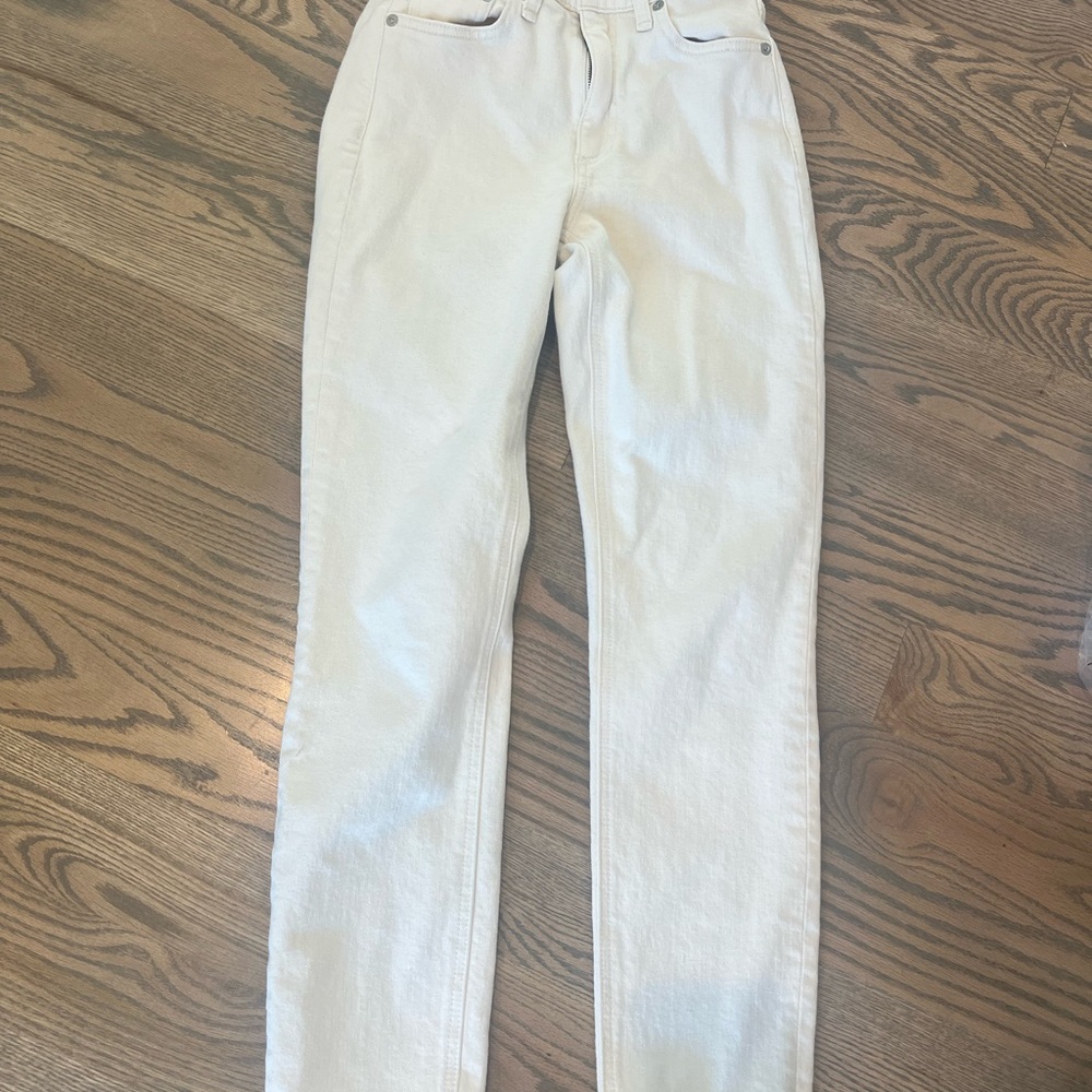 rag & bone Women's high waist ankle cigarette Jeans in off White/cream (Ecru)